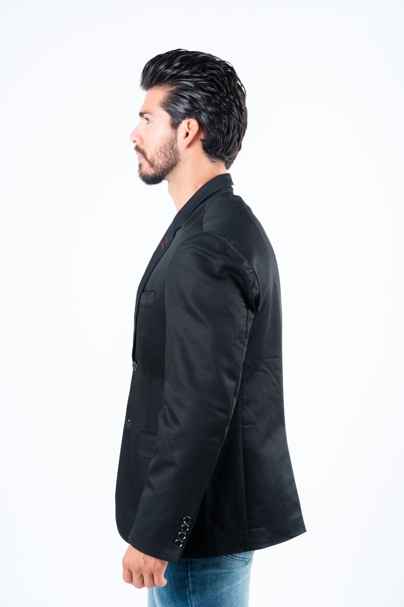 Men's Double Button Black Blazer - Platini Fashion