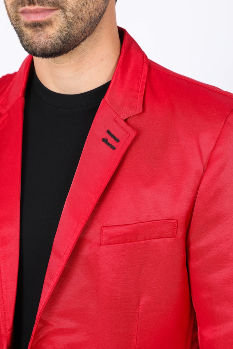 Men's Double Button Red Blazer - Platini Fashion