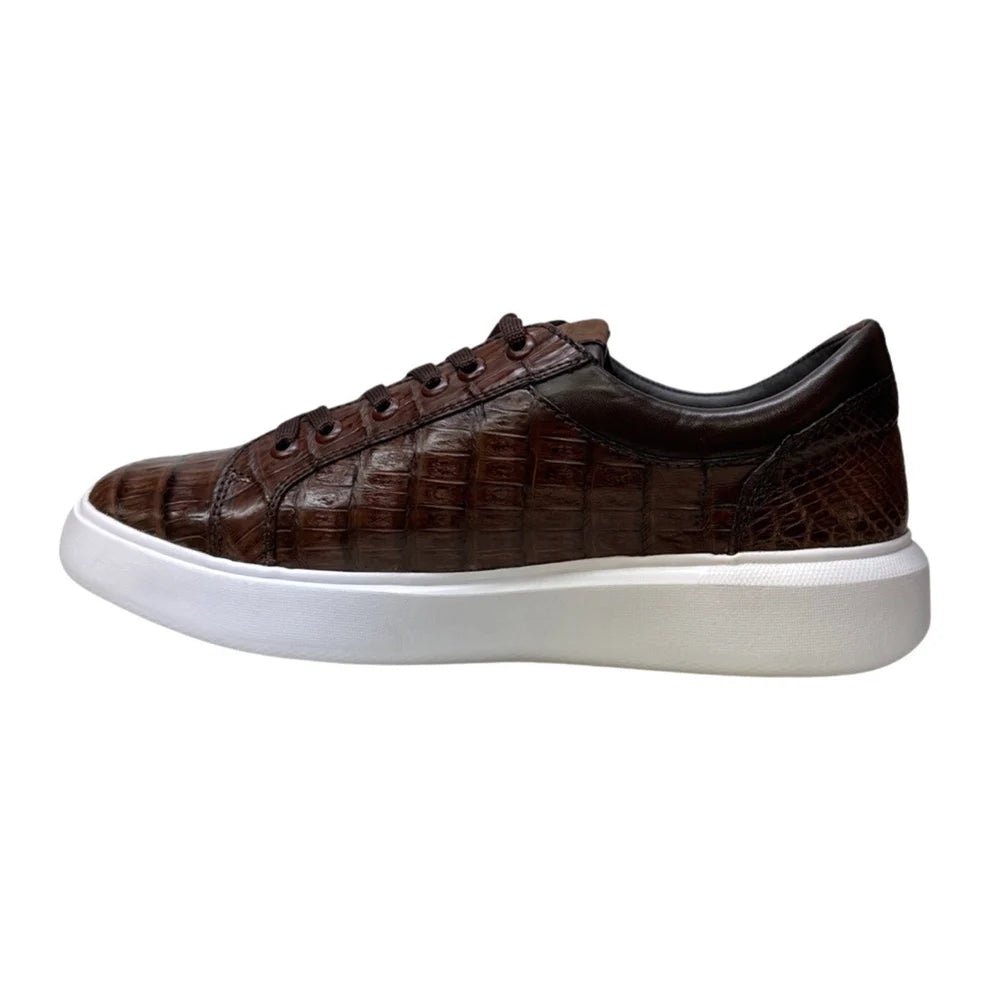 Casual Genuine Caiman Belly Leather Casual Shoes Brown Color - Los Altos Boots - Left Side View