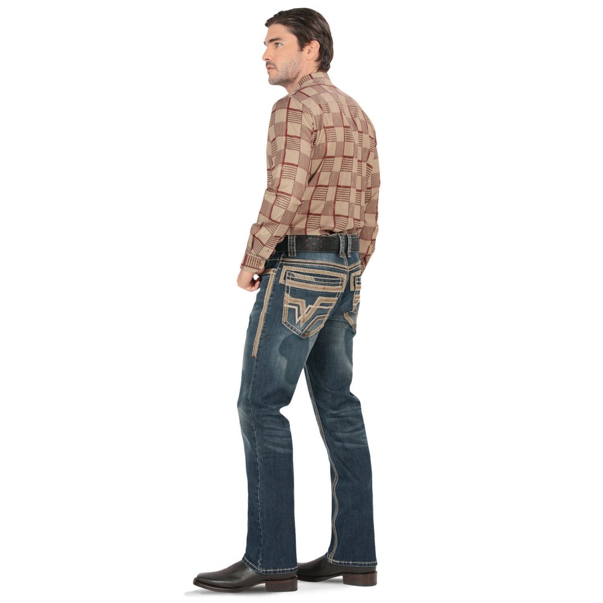Men's Modern Boot Denim Jeans Embroidered Pockets LAM - 26501 - Lamasini