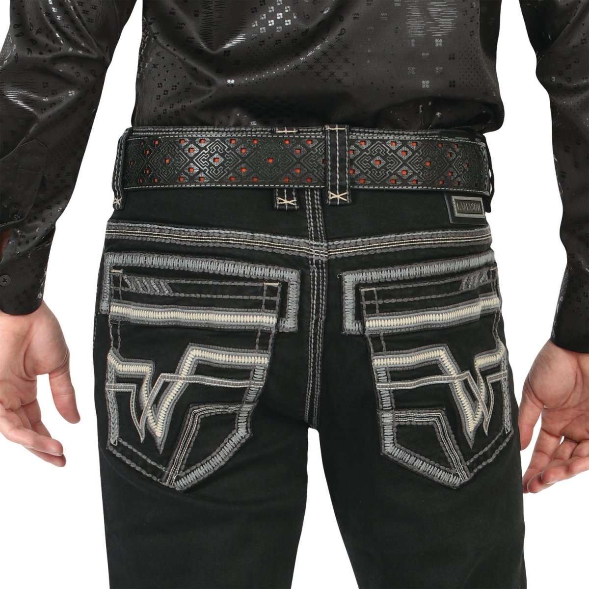 Men's Modern Boot Denim Jeans Embroidered Pockets LAM - 26501 - Lamasini