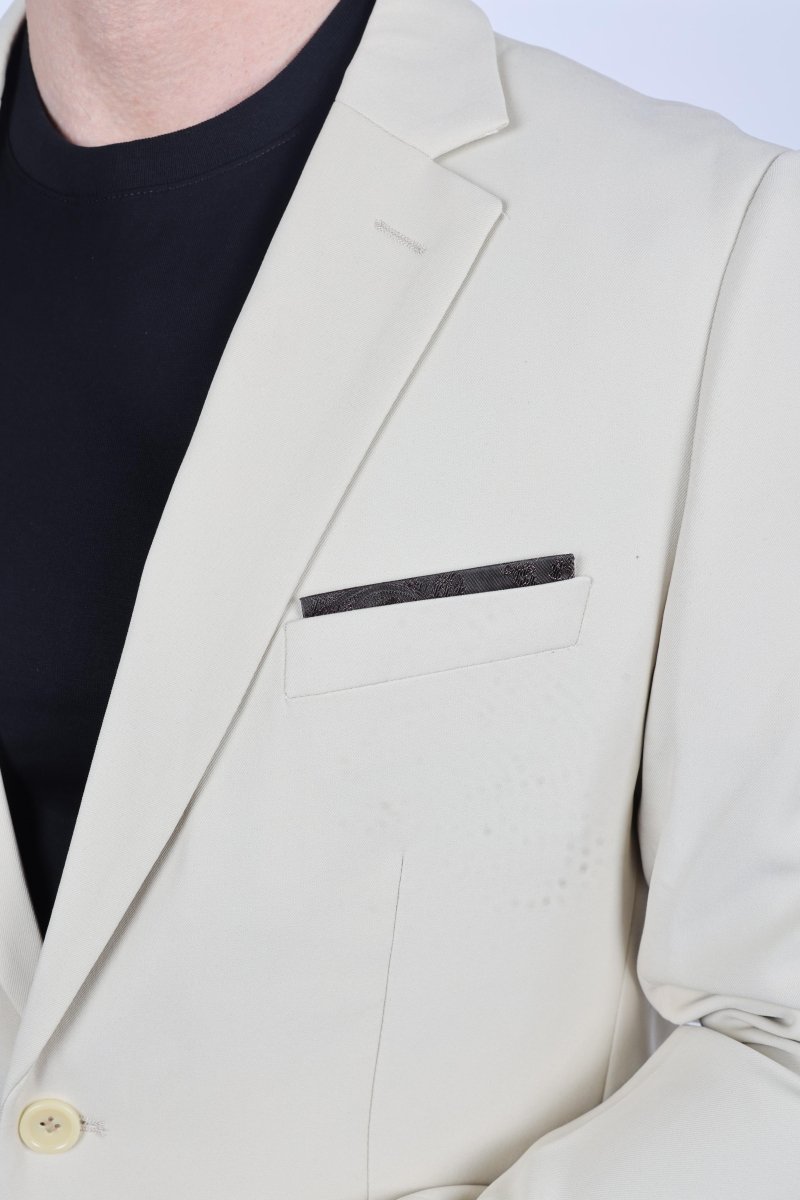 Mens Modern Fit Stretch Date Night Beige Blazer - Platini Fashion