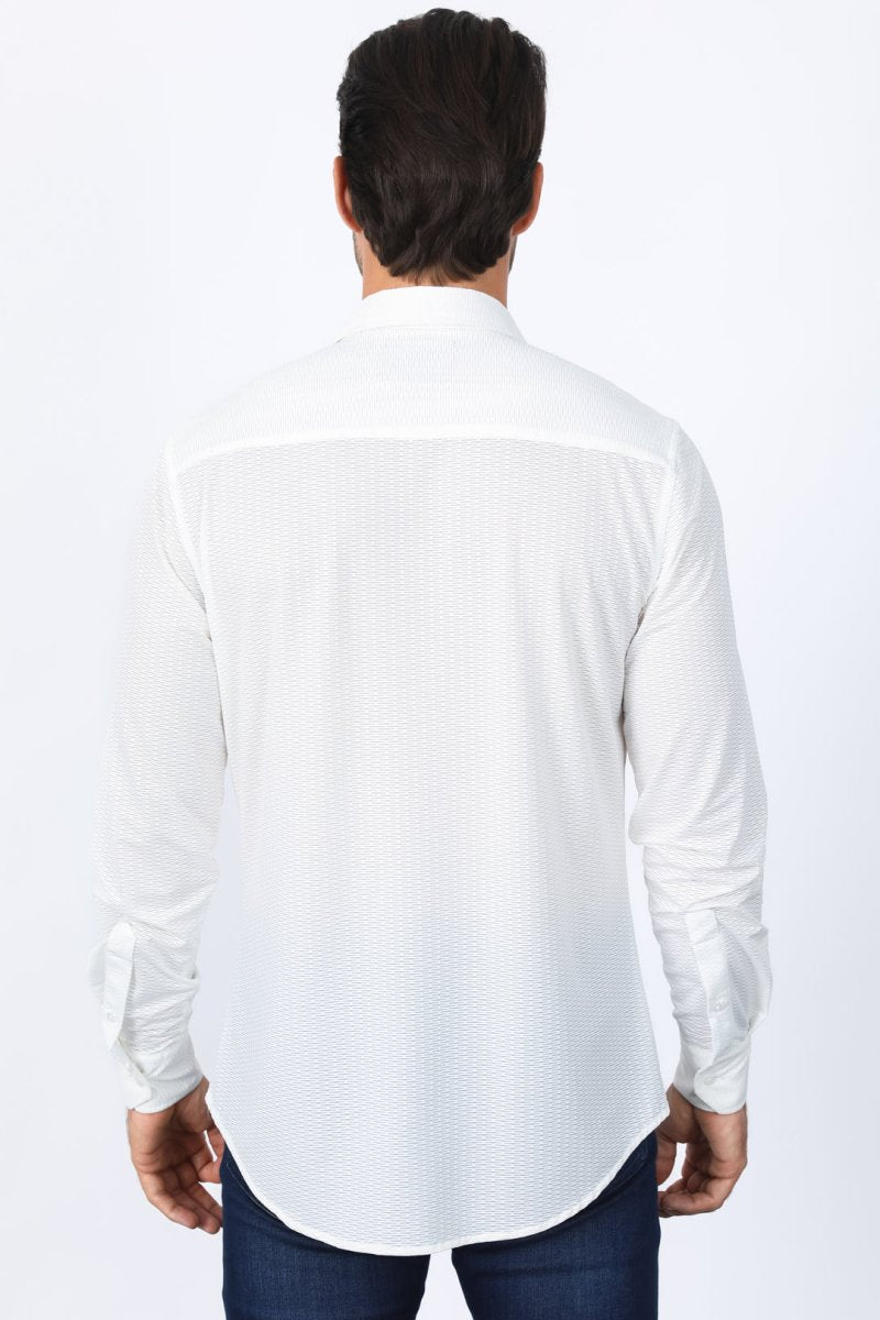 Men’s Modern Fit Stretch Dress Shirt - White - Platini Fashion