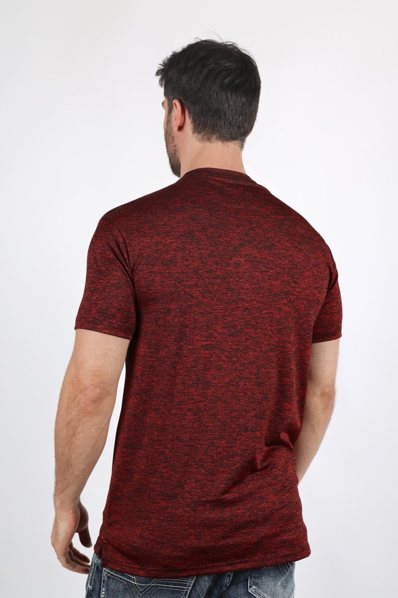 Mens Modern Fit Stretch Henley T-Shirt with Logo - Platini Fashion