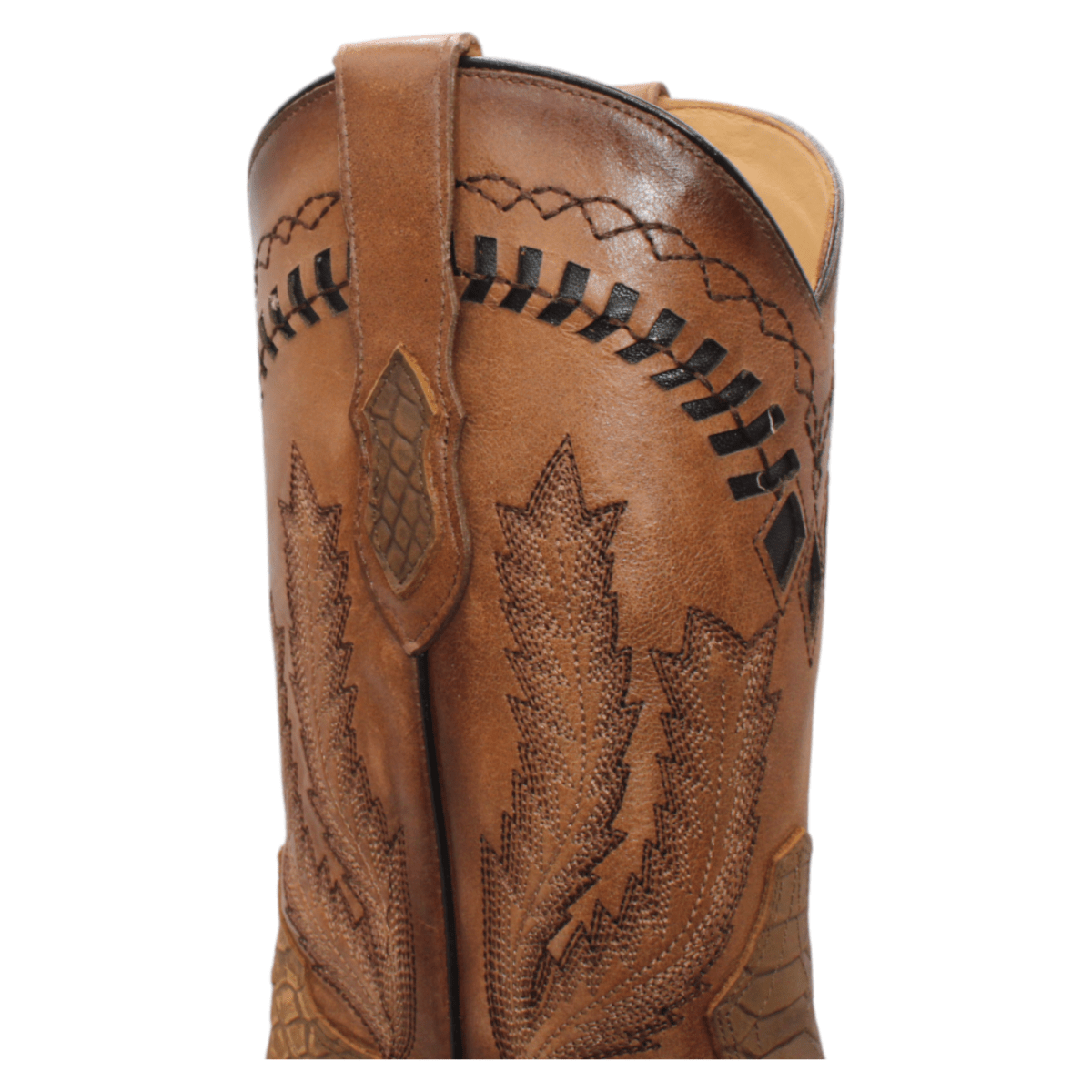 Men's Python Print Leather Square Toe Boots - Honey - Hooch Boots