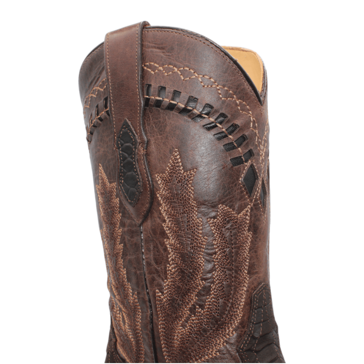 Men's Python Print Square Toe Boots - Chocolate - Hooch Boots
