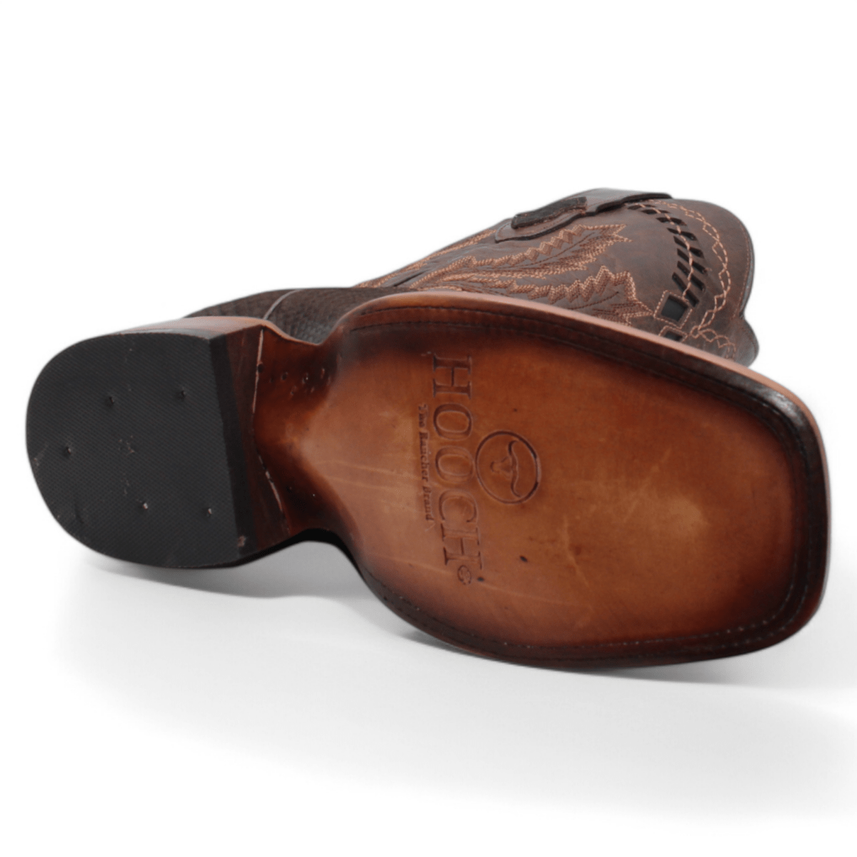 Men's Python Print Square Toe Boots - Chocolate - Hooch Boots