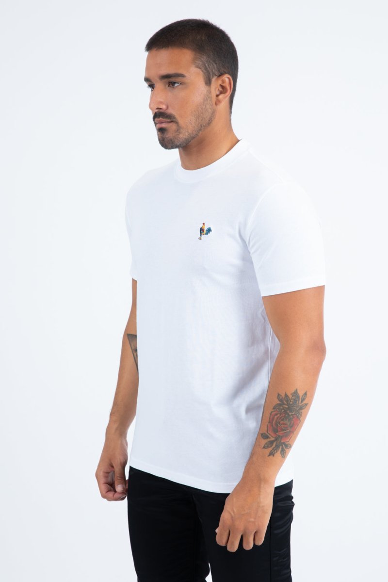 Men's Rooster Logo Cotton White T-Shirt - Platini Fashion