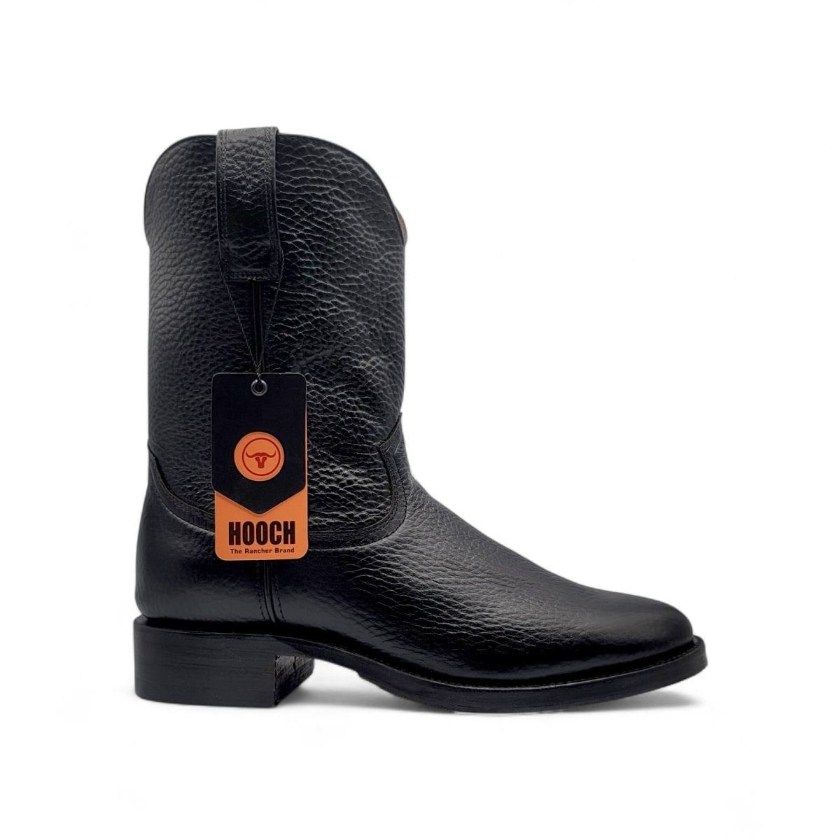 Mens Roper Boot Black – Soft Genuine Leather Round Toe Western Boot H52PR0572 - Hooch