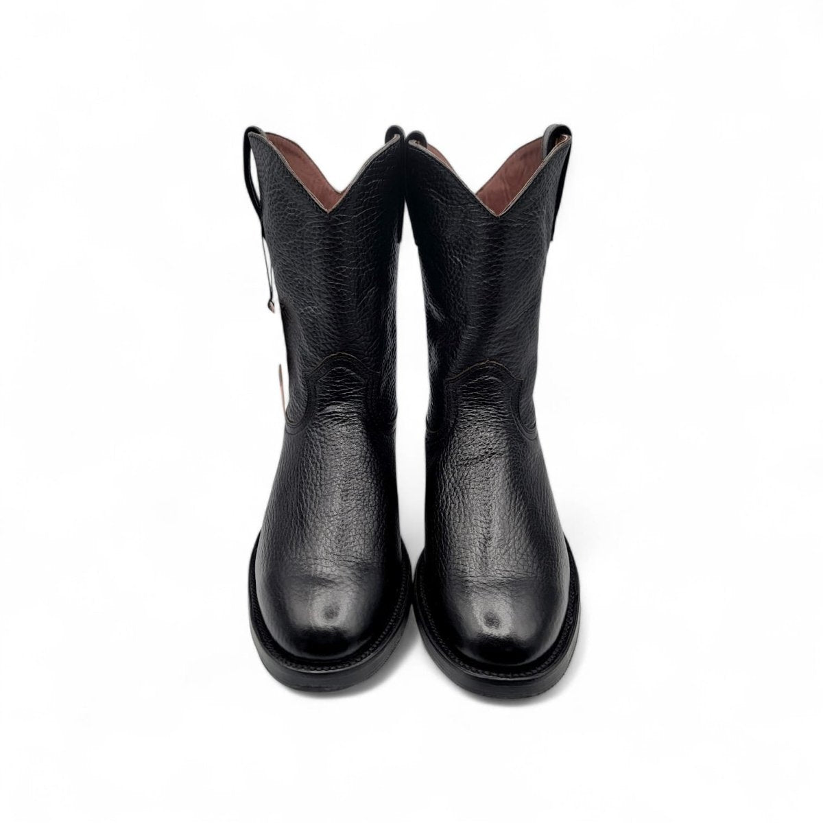Mens Roper Boot Black – Soft Genuine Leather Round Toe Western Boot H52PR0572 - Hooch