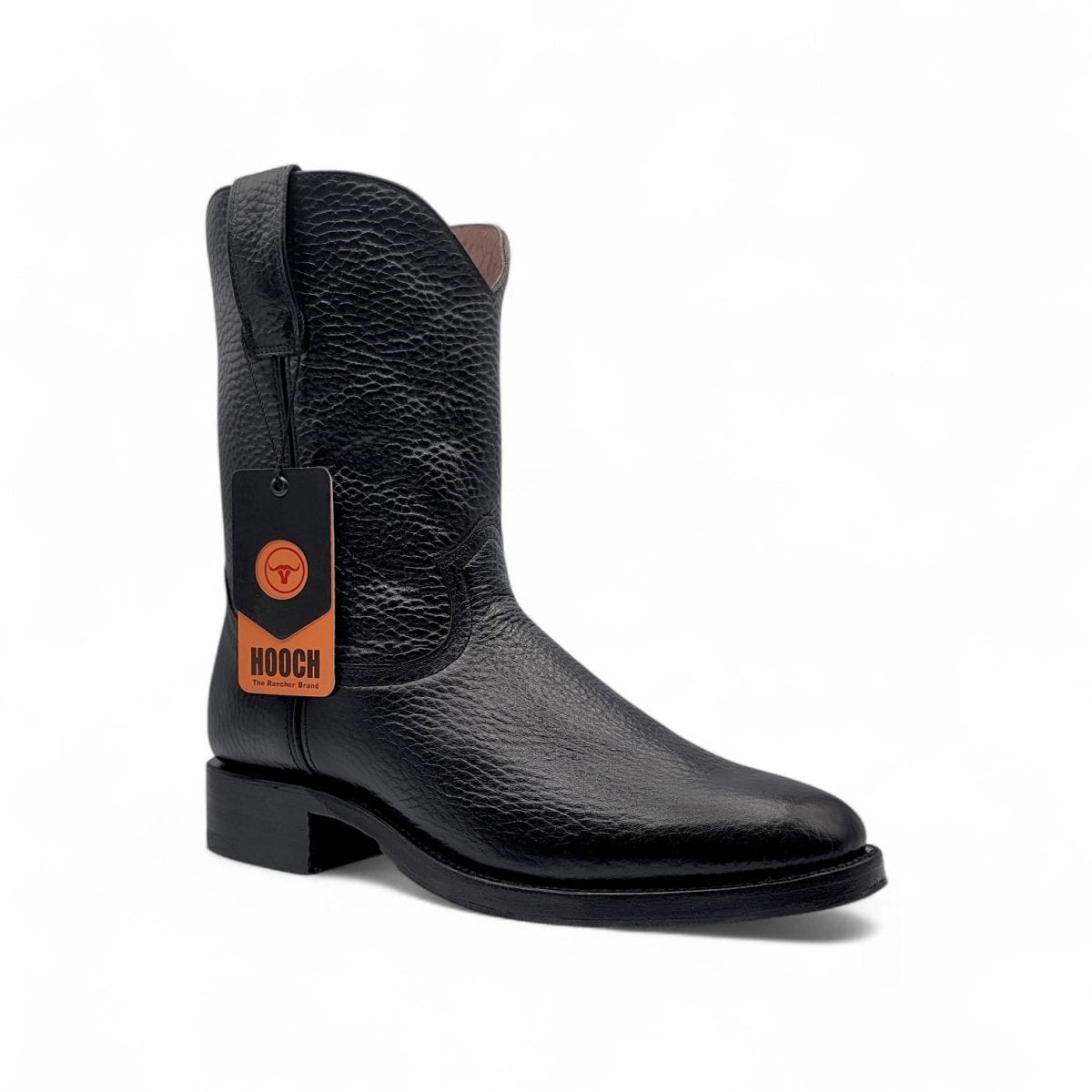 Mens Roper Boot Black – Soft Genuine Leather Round Toe Western Boot H52PR0572 - Hooch