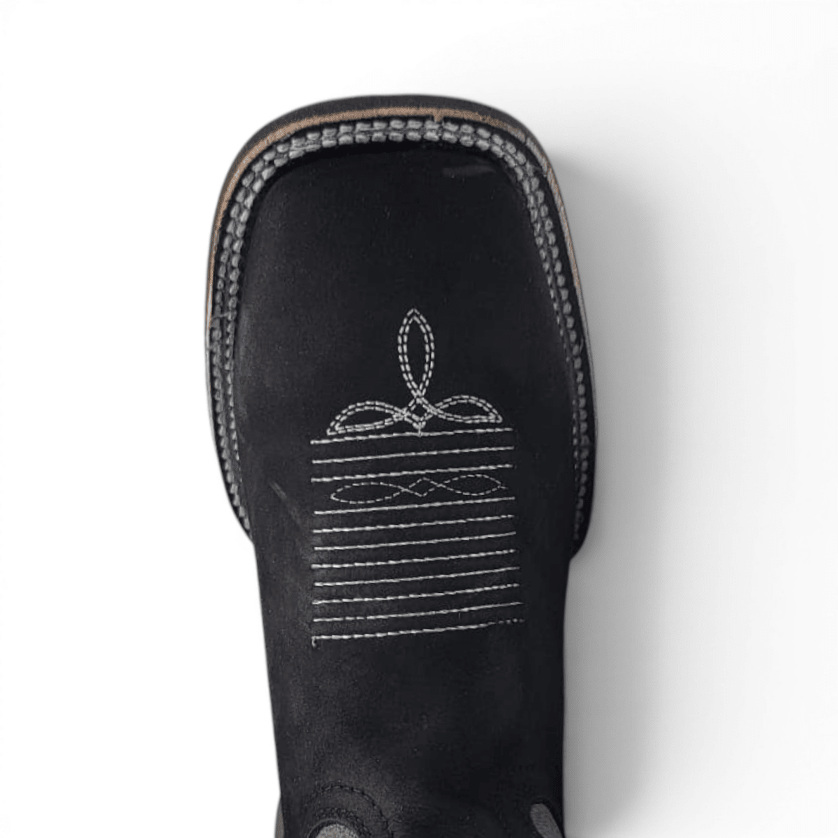 Mens Square Toe Boot Black Nobuck Leather – Rubber Sole Western Boot - Hooch Boots