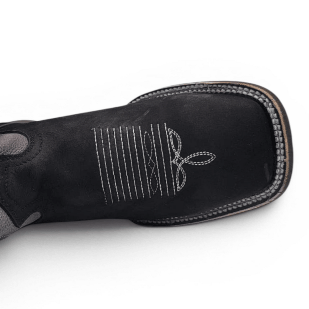 Mens Square Toe Boot Black Nobuck Leather – Rubber Sole Western Boot - Hooch Boots