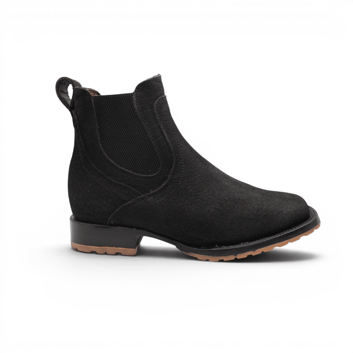 Mens Square Toe Botin Black – Bull Shoulder Leather Rubber Sole Western Boot H42PU0572 - Hooch Boots