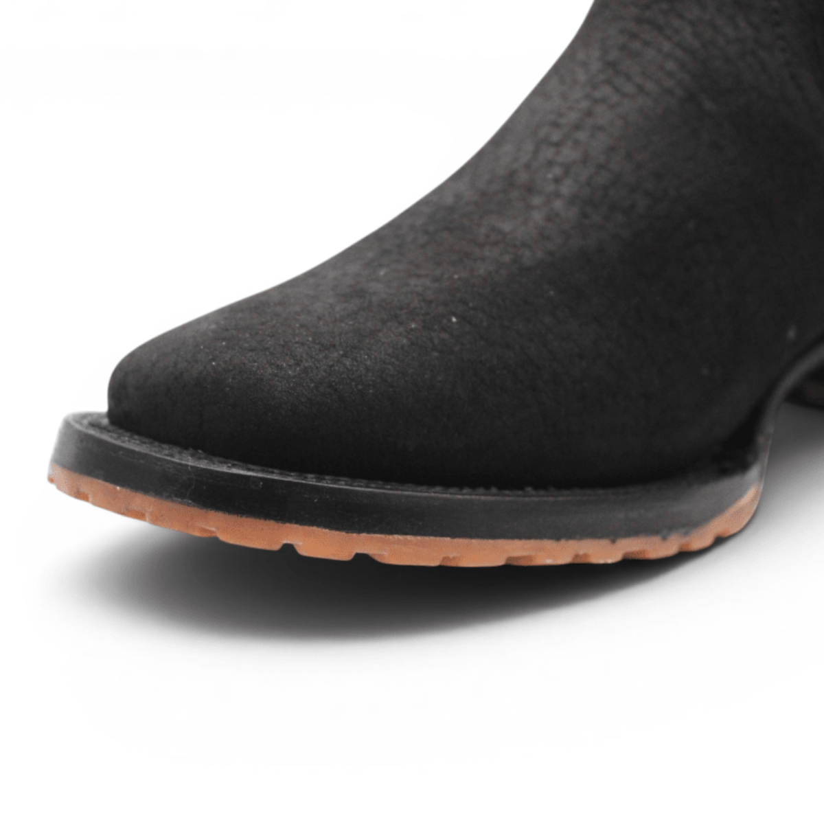 Mens Square Toe Botin Black – Bull Shoulder Leather Rubber Sole Western Boot H42PU0572 - Hooch Boots
