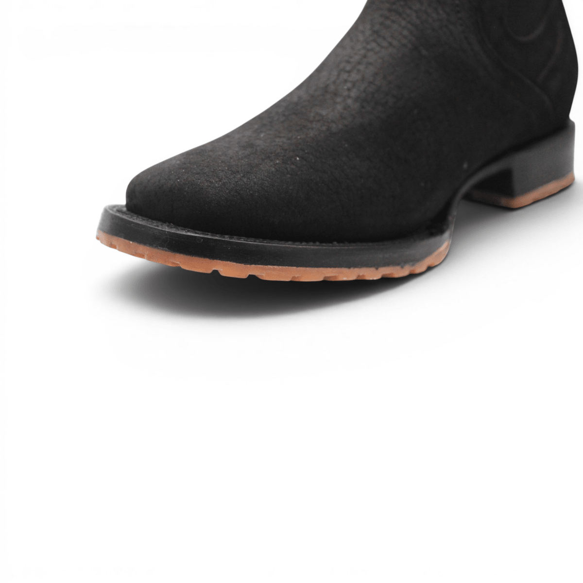 Mens Square Toe Botin Black – Bull Shoulder Leather Rubber Sole Western Boot H42PU0572 - Hooch Boots
