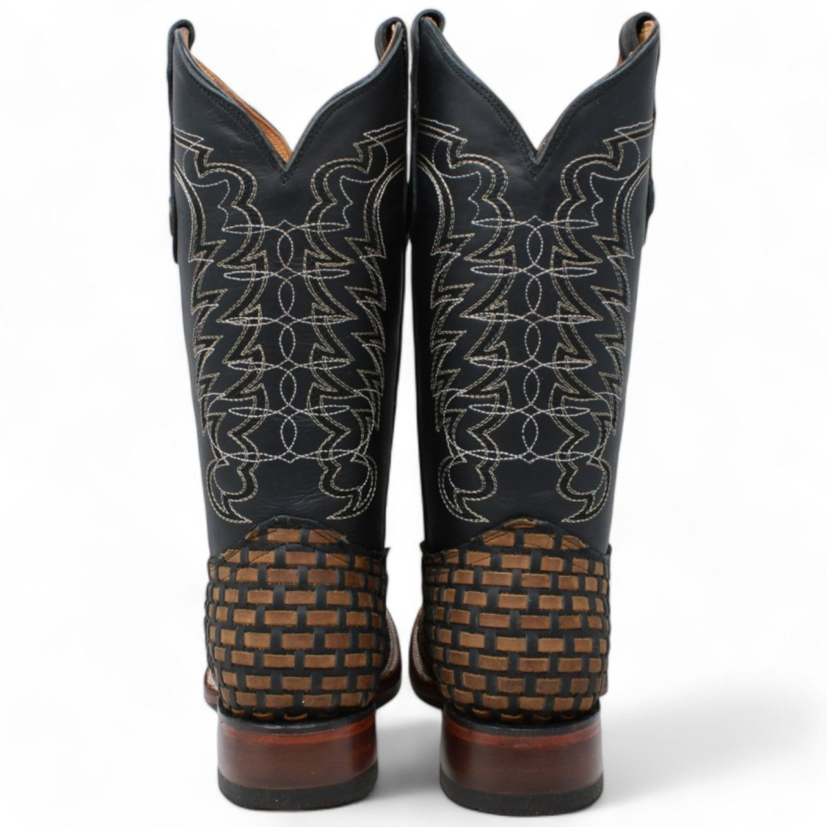 Men's Square Toe Teng Petatillo Woven Genuine Leather Boots - Hooch - Hooch