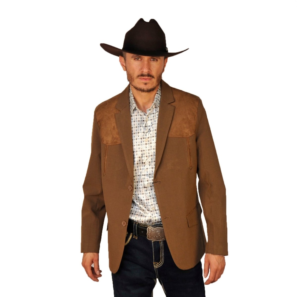 Mens Western Blazer with Suade Shoulder - Lamasini