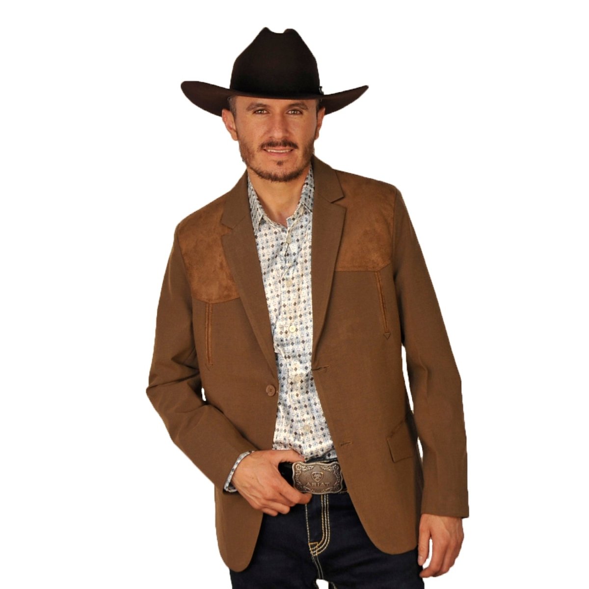 Mens Western Blazer with Suade Shoulder - Lamasini