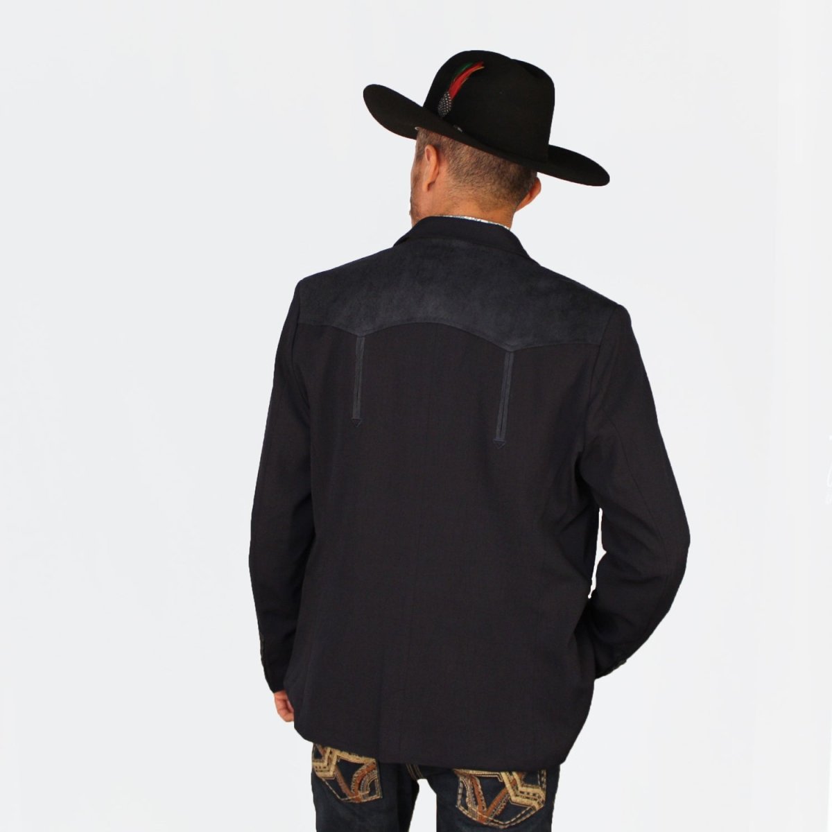 Mens Western Blazer with Suade Shoulder - Lamasini