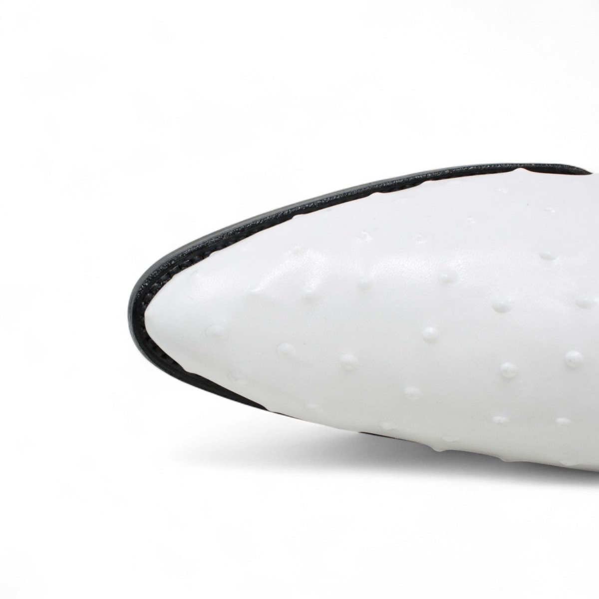 Men's White Diamonds Ostrich Print J - Toe Short Boots w/Zipper - White - White Diamonds Boots