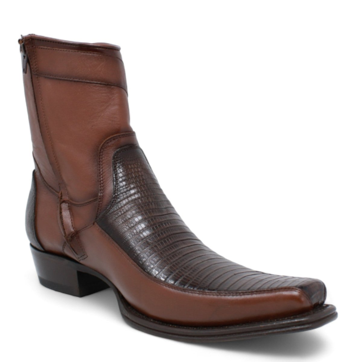 Botas de Armadillo Teju Original Acabado Graso Punta Oval Color Cafe - Los Altos Boots main image 1