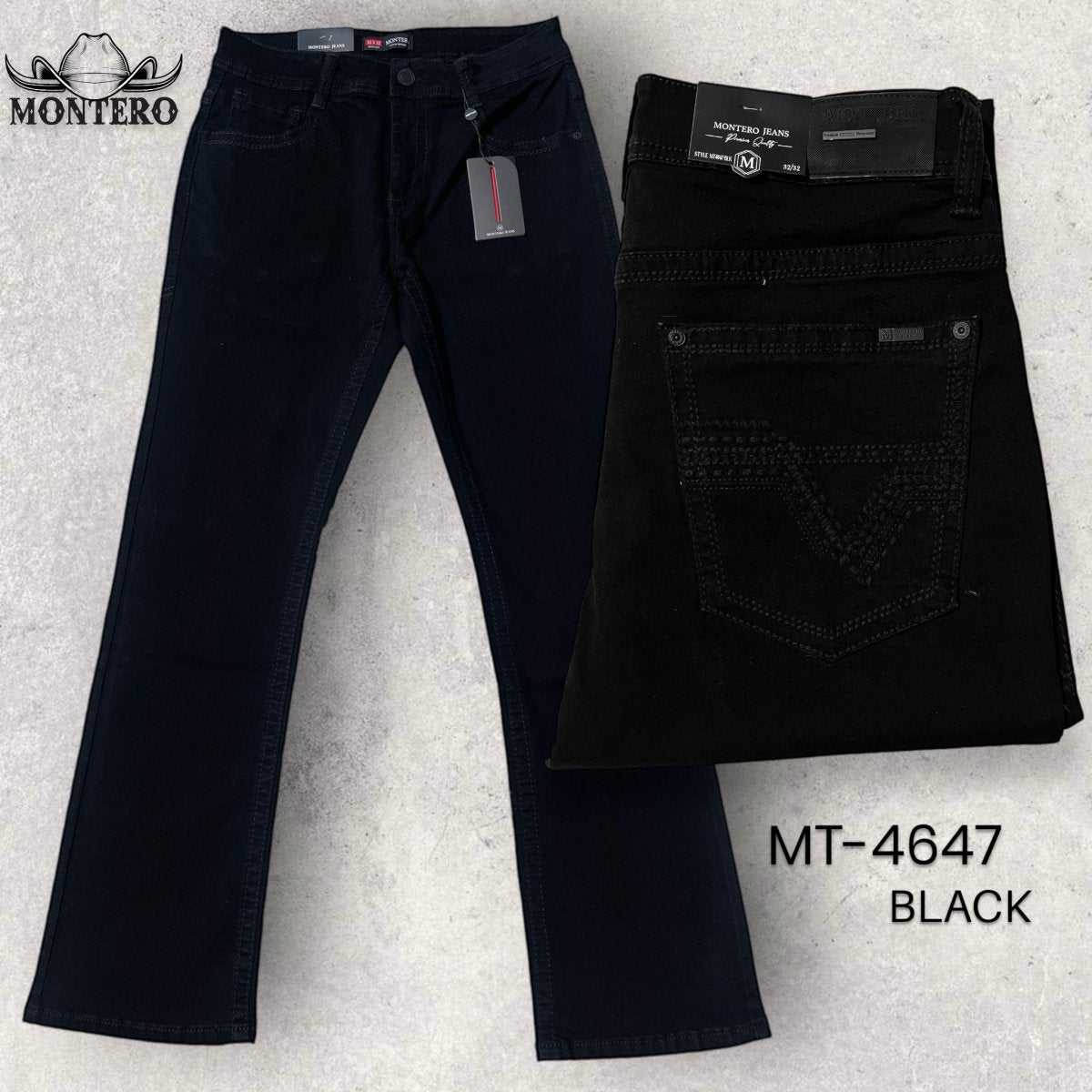 Montero Men's Black Modern Boot Denim Jeans - Montero