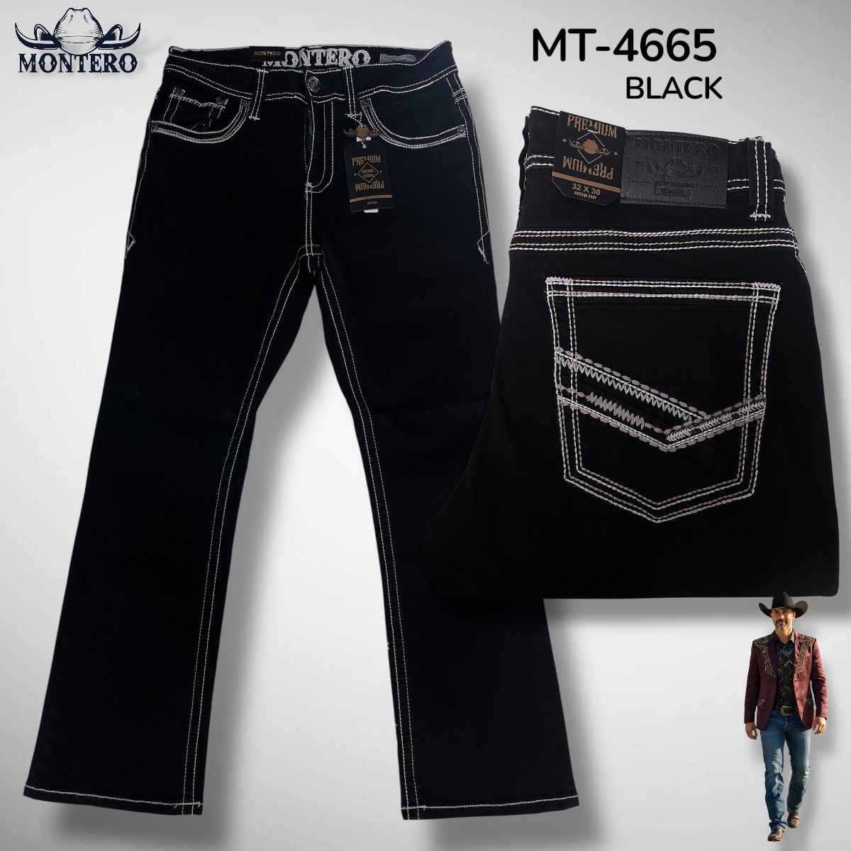 Montero Men's Blue Modern Boot Denim Jeans - MON 4665 - Montero