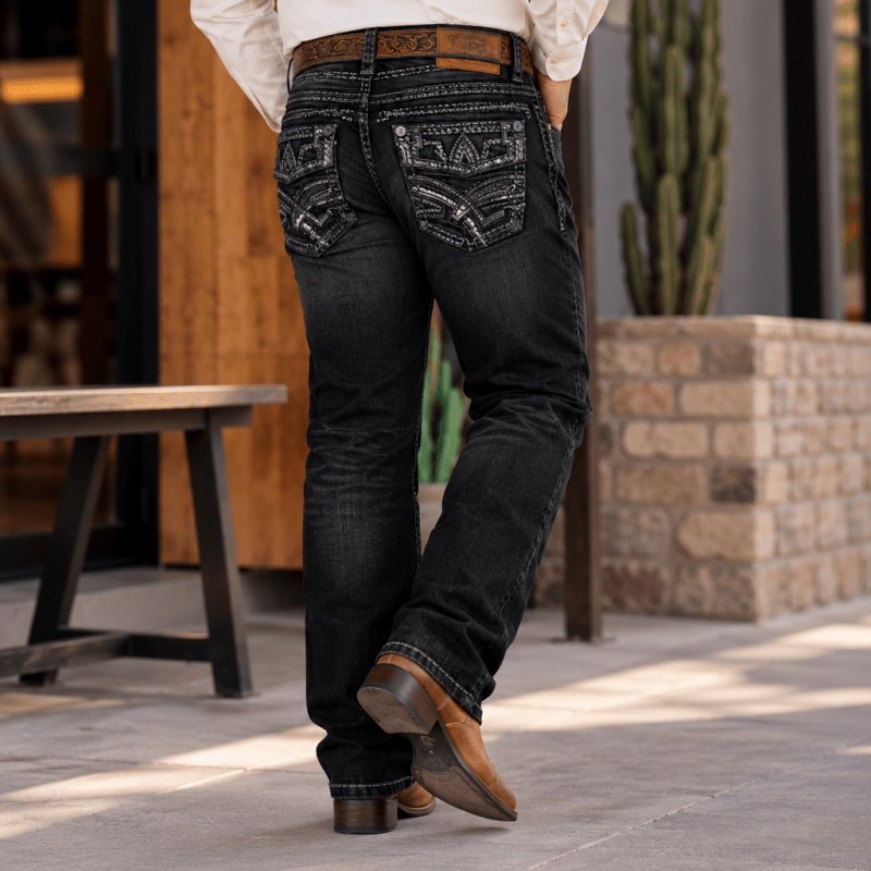 Montero Men's Blue Modern Boot Denim Jeans-MON 4679 - Montero