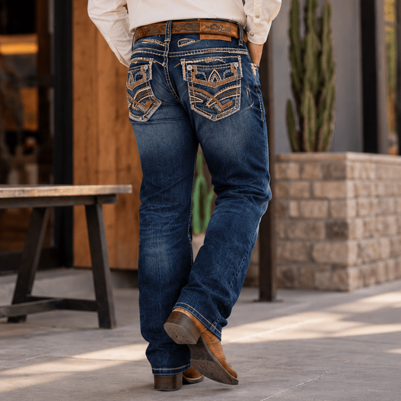 Montero Men's Blue Modern Boot Denim Jeans-MON 4679 - Montero