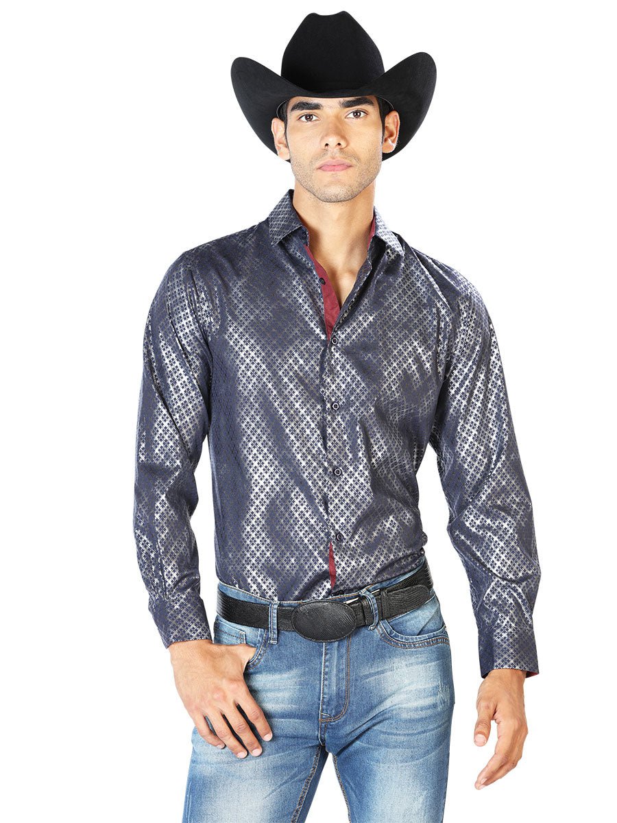 Navy Casual Long Sleeve Shirt 43573 - Diana Zapateria Inc