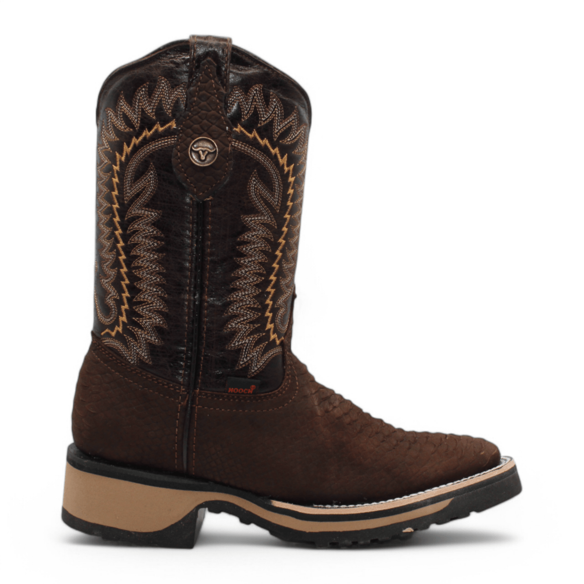 Python Print Square Toe Boots - Chocolate - Hooch Boots