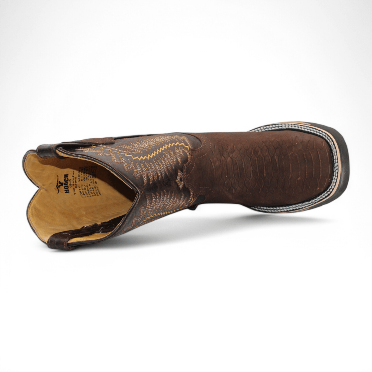 Python Print Square Toe Boots - Chocolate - Hooch Boots
