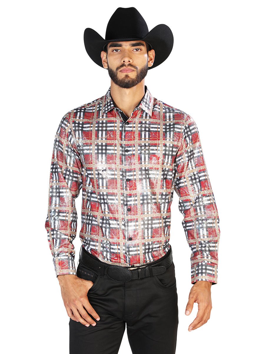 Red Checker Casual Long Sleeve Shirt 43816 - Diana Zapateria Inc