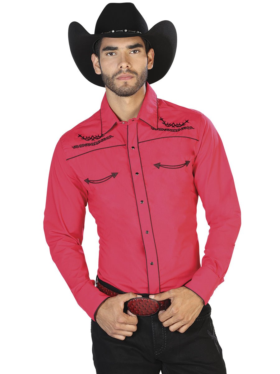 Red Western Long Sleeve Shirt 42952 - Diana Zapateria Inc