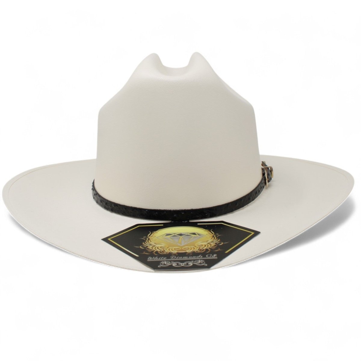 Sombrero 100X San Judas Estilo Sinaloa con Plumas - White Diamonds Boots