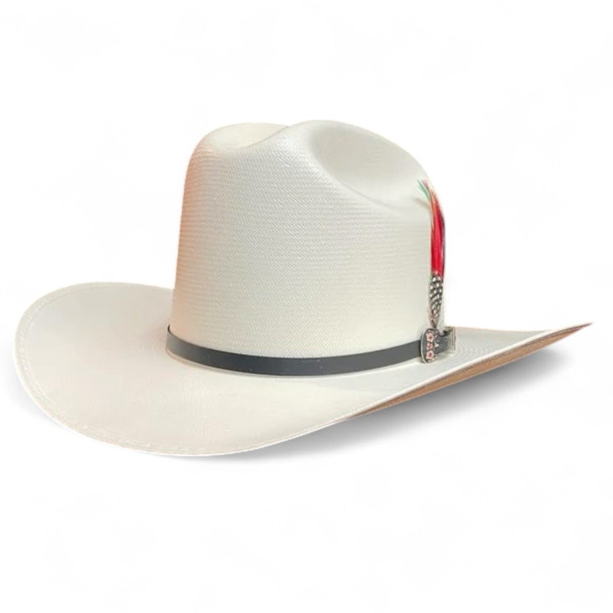 Sombrero Cuernos Chuecos 500X Estilo El Fantasma con Plumas - Cuernos Chuecos