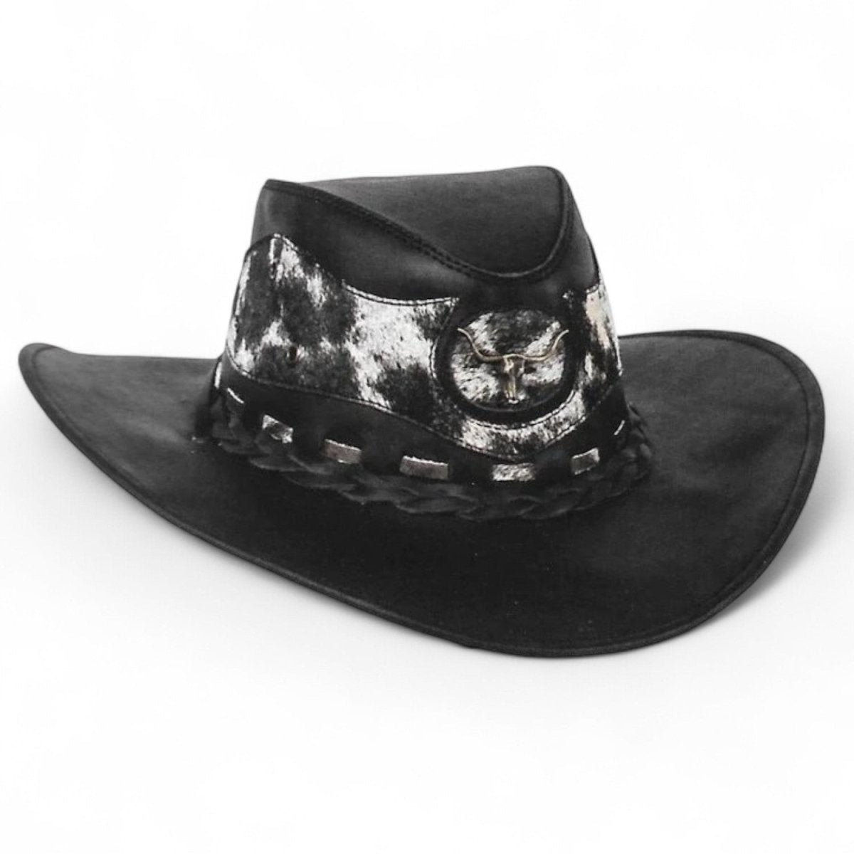 Sombrero de Piel Original Color Negro y Pelo de Vaca Stone Hats TOM - 7103 - Tombstone