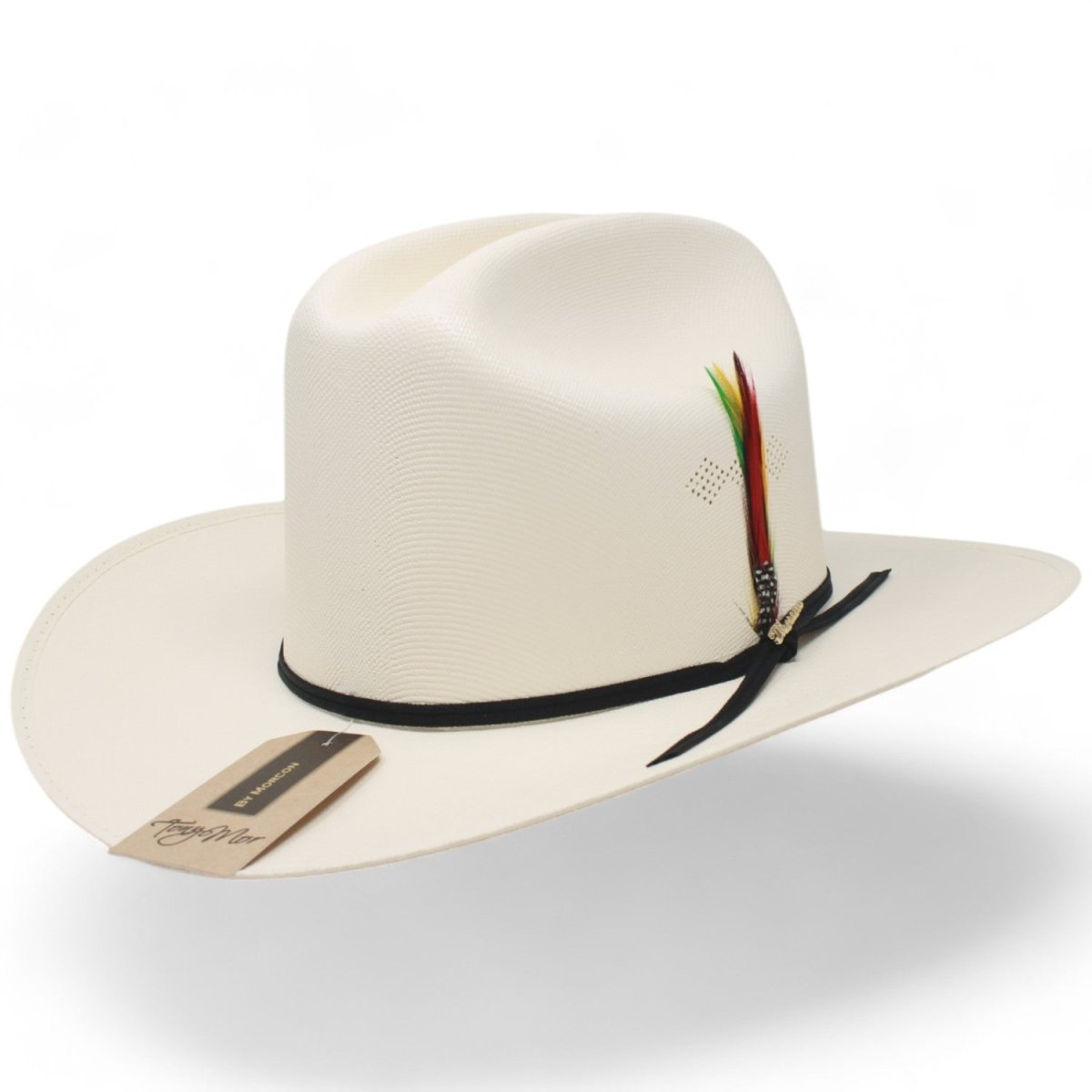 Sombrero Morcon 1,000X Horma Sinaloa con Plumas y Liston Negro - Rodeo Durango