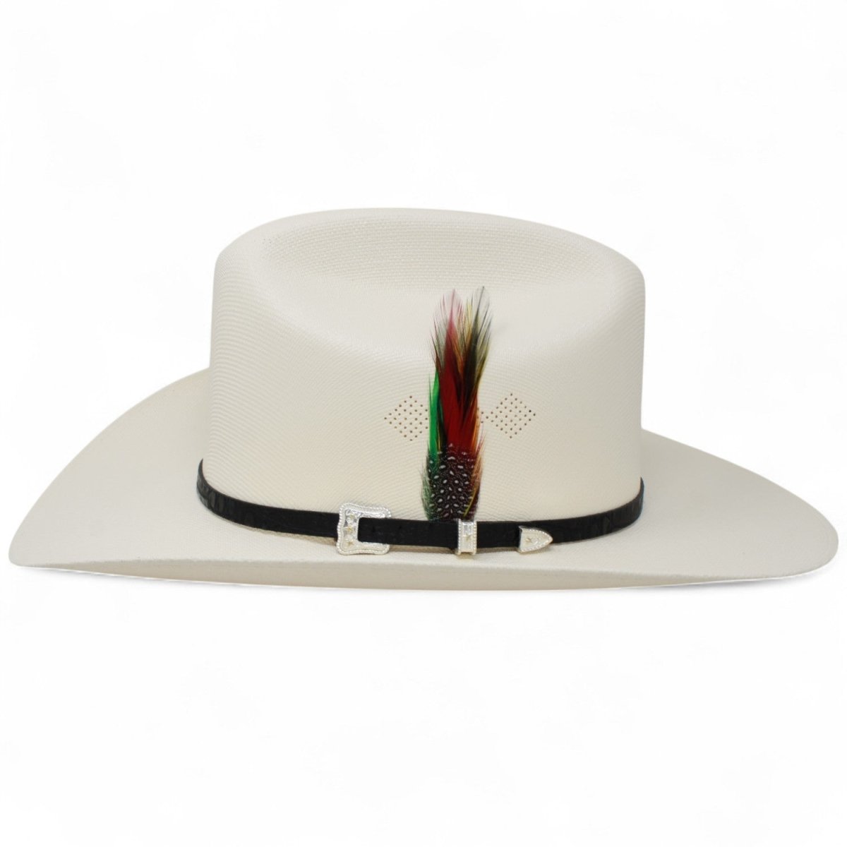 Sombrero Tombstone 1,000X Horma Sinaloa con Plumas Ala 3 1/2" - Tombstone