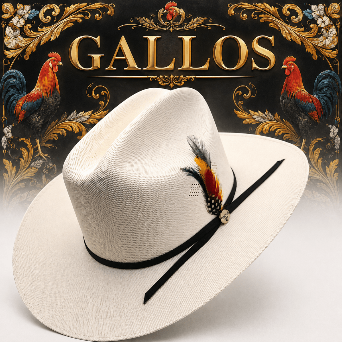 Sombrero Vaquero Telar 1x1 1000X Edicion Gallos Estilo Sinaloa Copa 4.5” con Pluma Genuina Incluida – Hooch HSA43 - Hooch