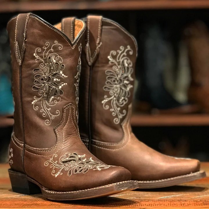 Tanner Mark Girl's Leather Square Toe Boots - Pasadena - Tanner Mark Boots