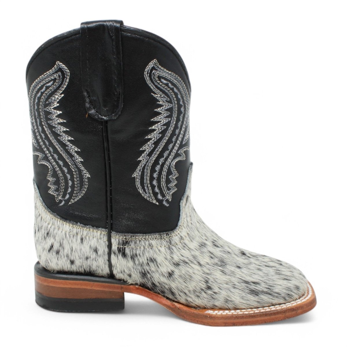 Tanner Mark Kids Leather Square Toe Boots Cow Hair Black - Tanner Mark Boots