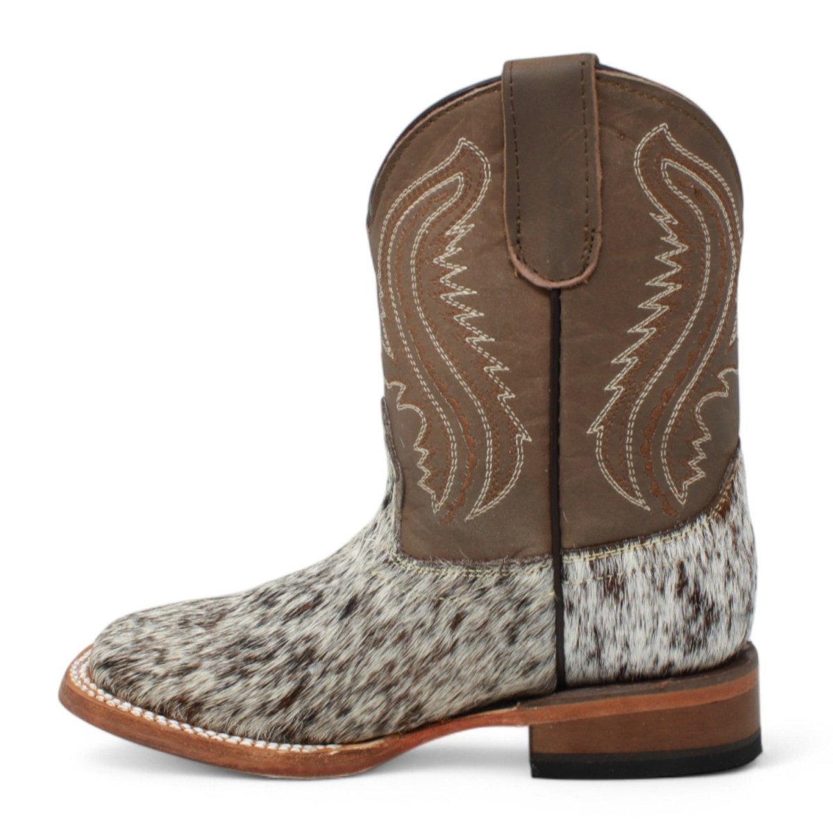 Tanner Mark Kids Leather Square Toe Boots Cow Hair Brown - Tanner Mark Boots