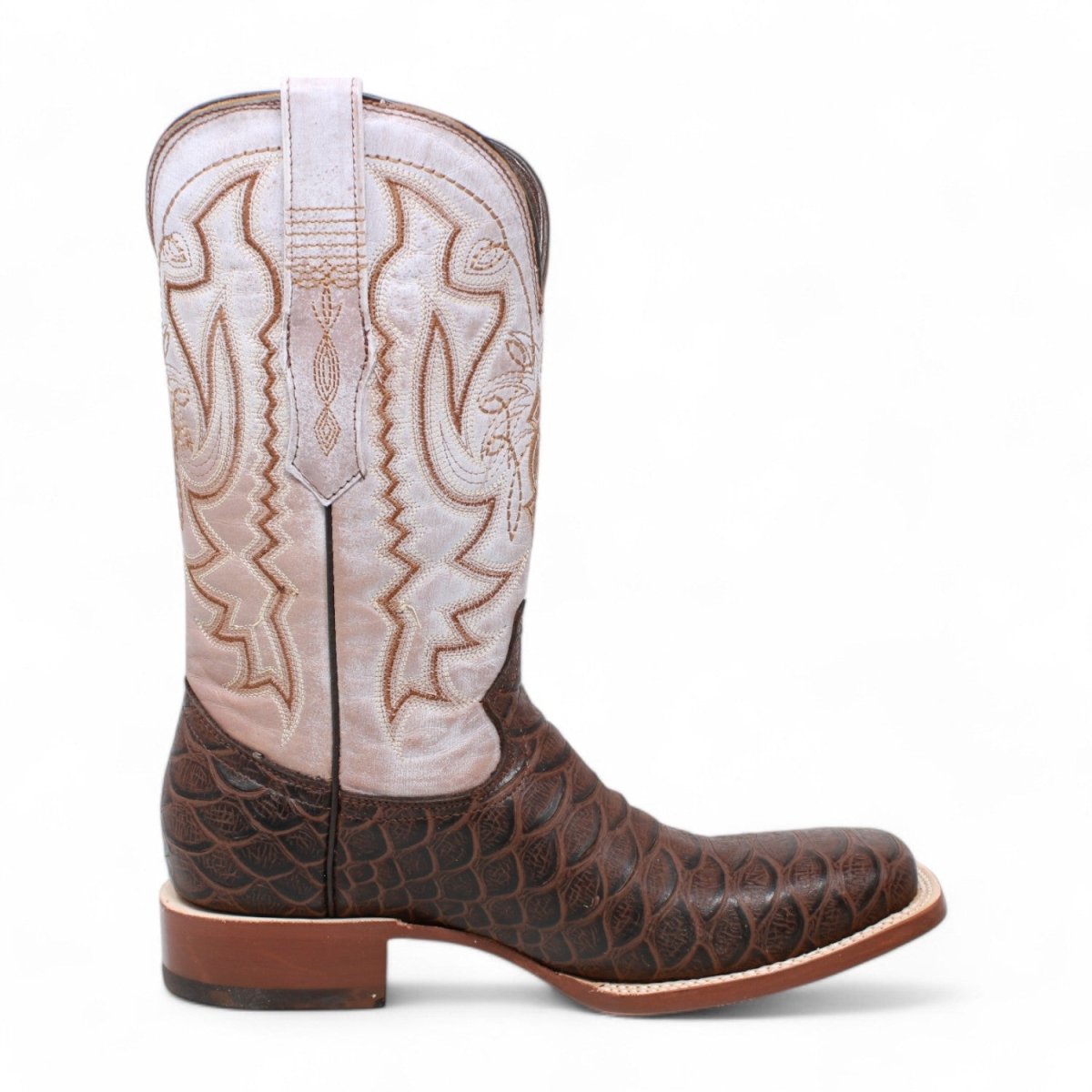 Tanner Mark Men's Beau Python Print Square Toe Boots Brown TM205552 - Tanner Mark Boots