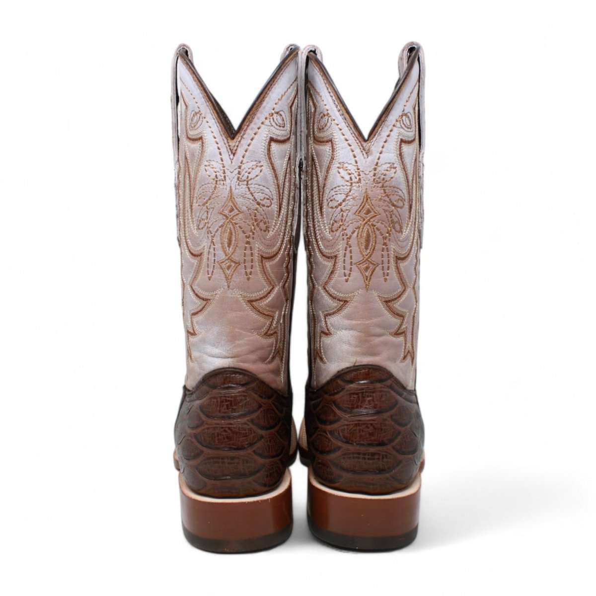 Tanner Mark Men's Beau Python Print Square Toe Boots Brown TM205552 - Tanner Mark Boots