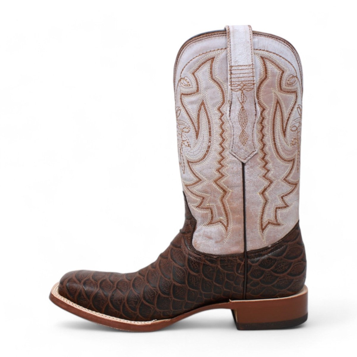 Tanner Mark Men's Beau Python Print Square Toe Boots Brown TM205552 - Tanner Mark Boots