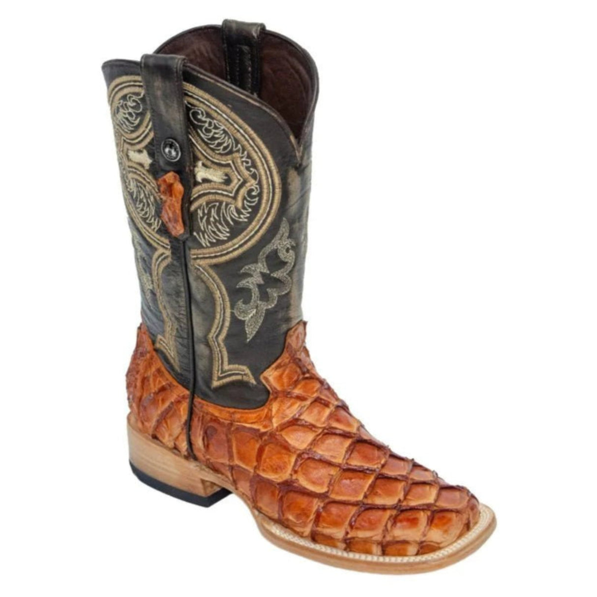 Tanner Mark Men's Genuine Monster Fish Square Toe Boots Brandy - Tanner Mark Boots