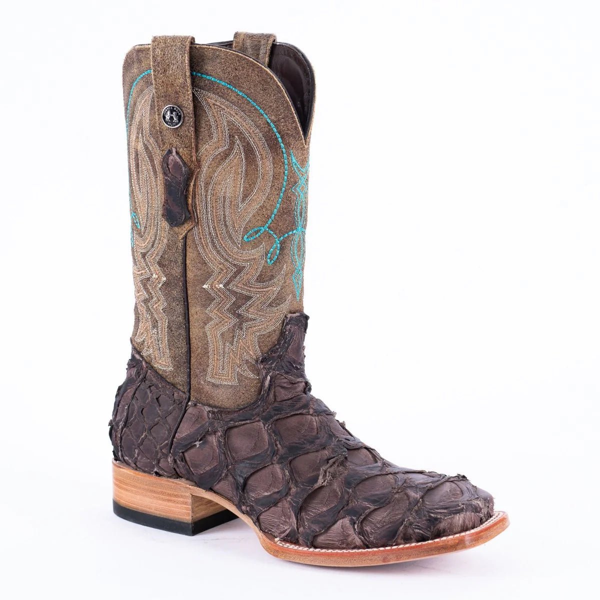 Tanner Mark Men's Genuine Monster Fish Square Toe Boots Tobacco TMX201324 - Tanner Mark Boots