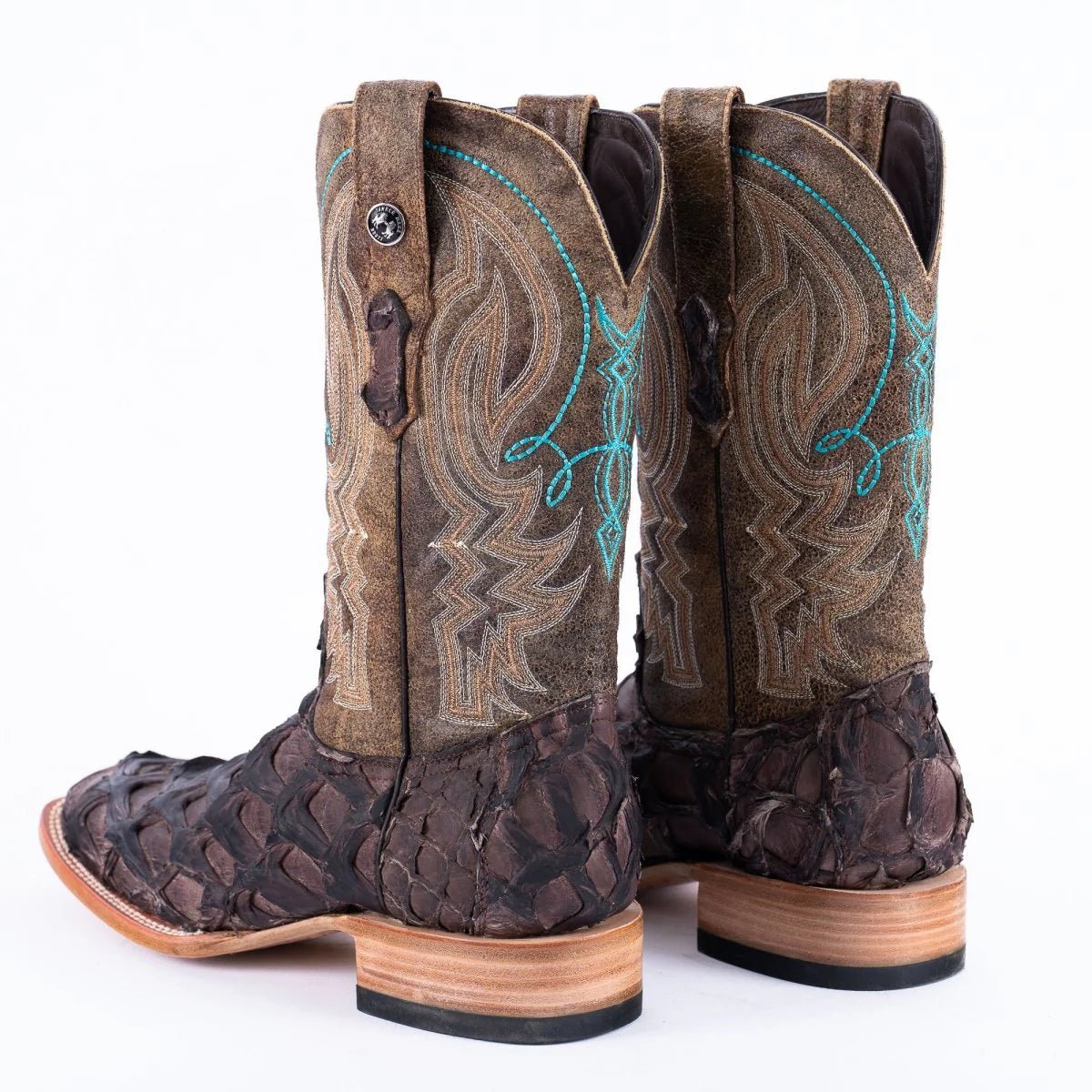 Tanner Mark Men's Genuine Monster Fish Square Toe Boots Tobacco TMX201324 - Tanner Mark Boots